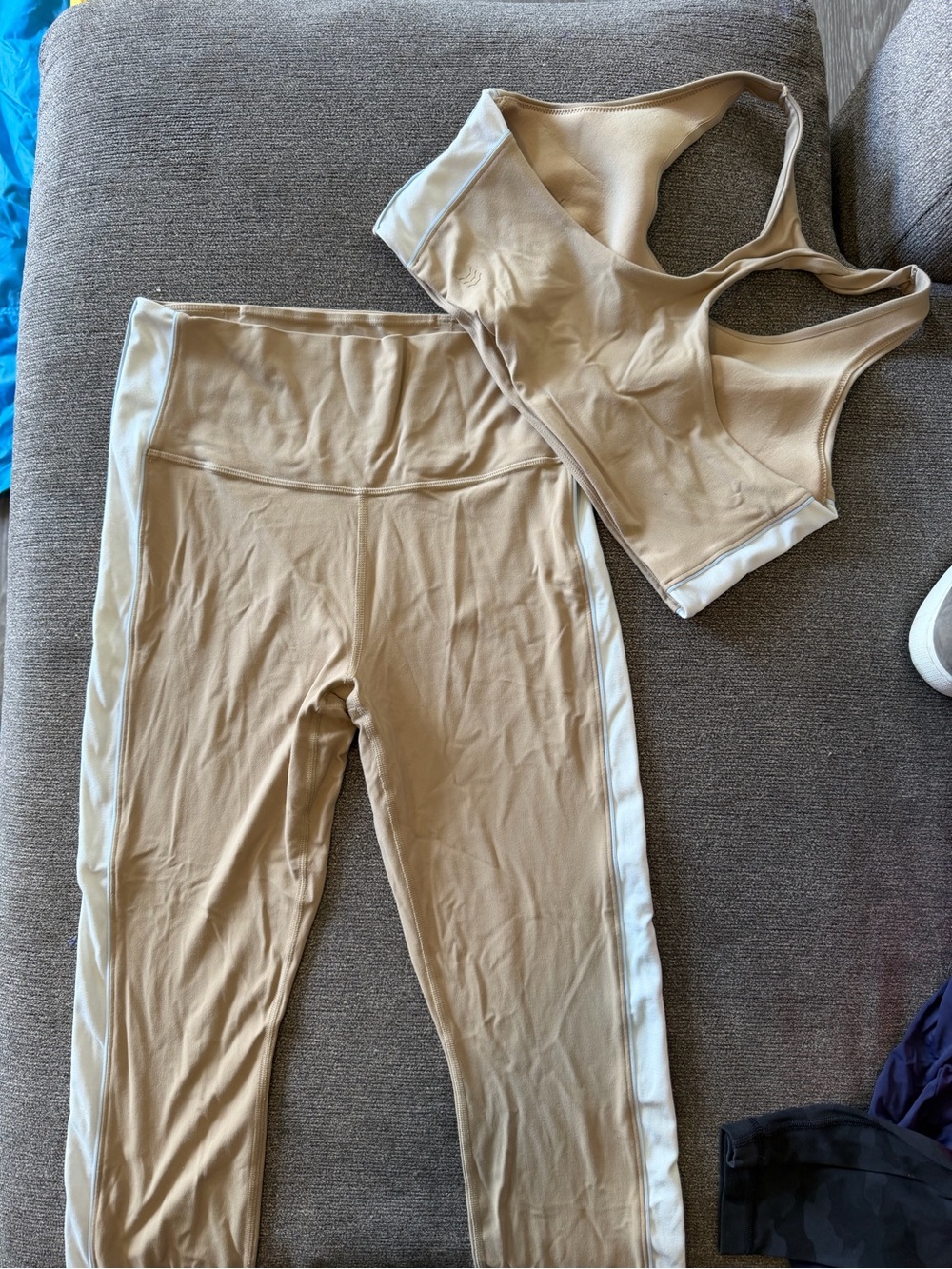 Target Beige Active Leggings and Matching Sports Bra Set medium bottom large top